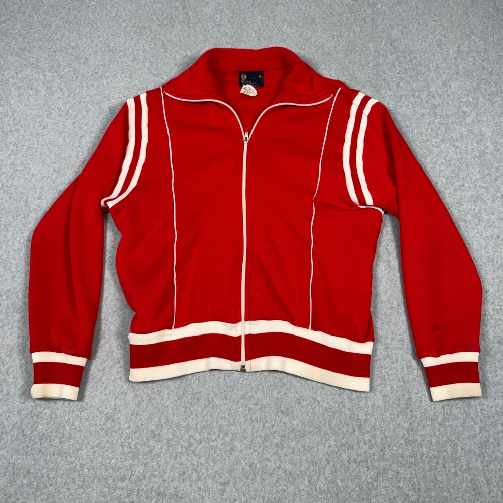Vintage 70s JC Penney Sports Apparel Track Jacket Red White Stripe Mens Medium